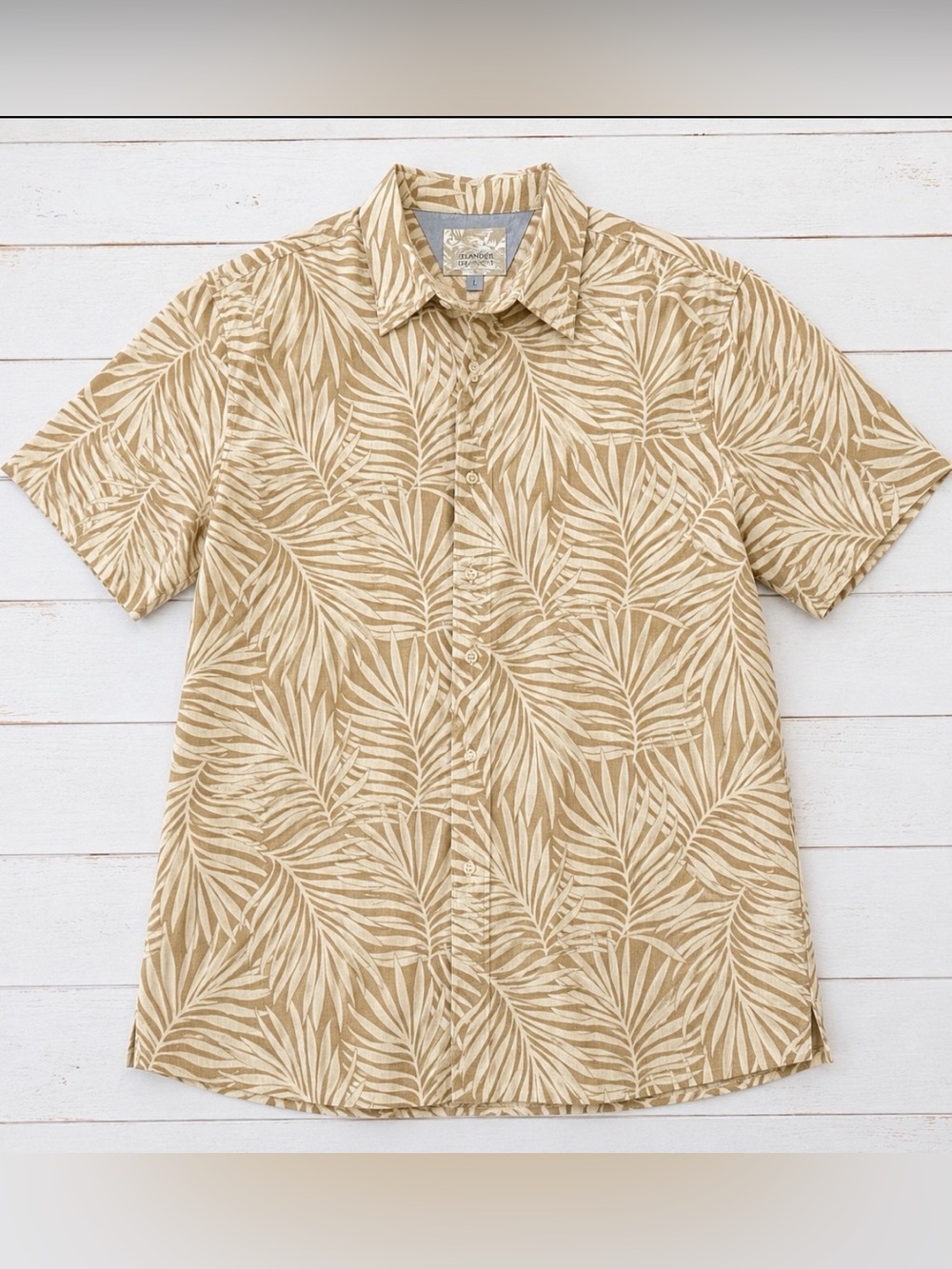Tasso Elba Island XL Silk Linen Tropical Palm Leaf Hawaiian Shirt